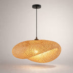 Suspension Luminaire Rotin Ovale Fait Main – Sans Ampoule