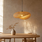 Suspension Luminaire Rotin Ovale Fait Main – Sans Ampoule
