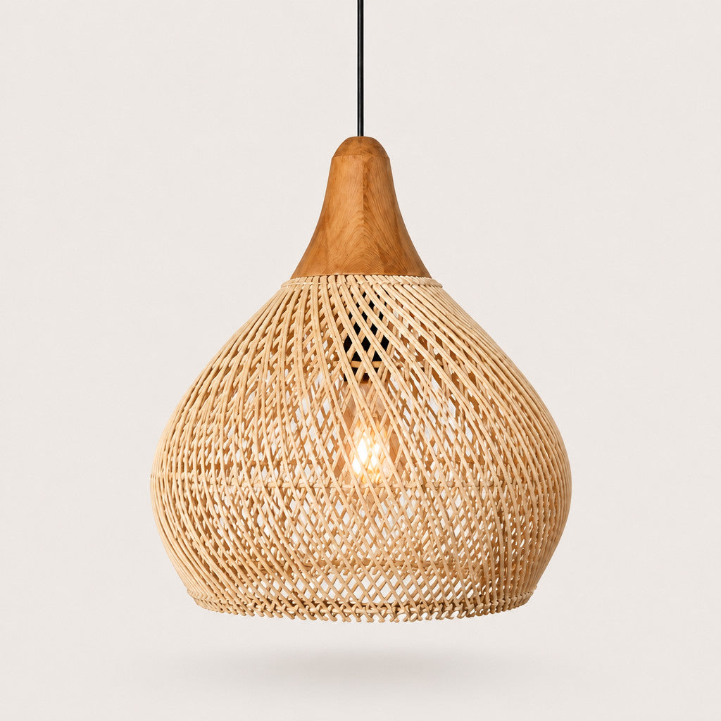 Suspension Luminaire Rotin Style Vintage