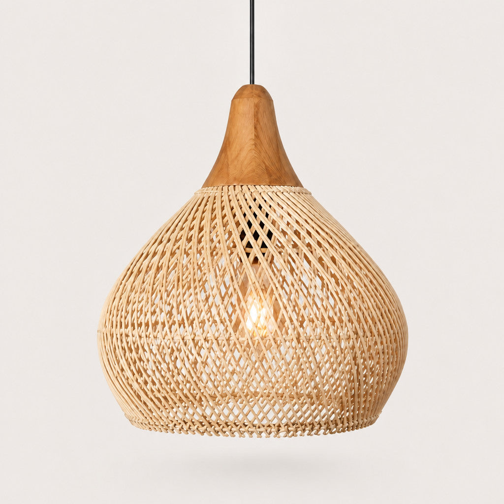Suspension Luminaire Rotin Style Vintage
