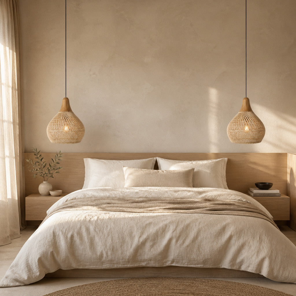 Suspension Luminaire Rotin Style Vintage