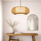 Suspension Luminaire Rotin Tambour Fait Main