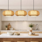 Suspension Luminaire Rotin Tambour Fait Main