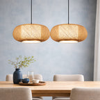 Suspension Luminaire Rotin Tambour Fait Main