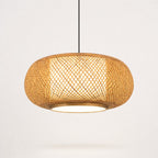 Suspension Luminaire Rotin Tambour Fait Main