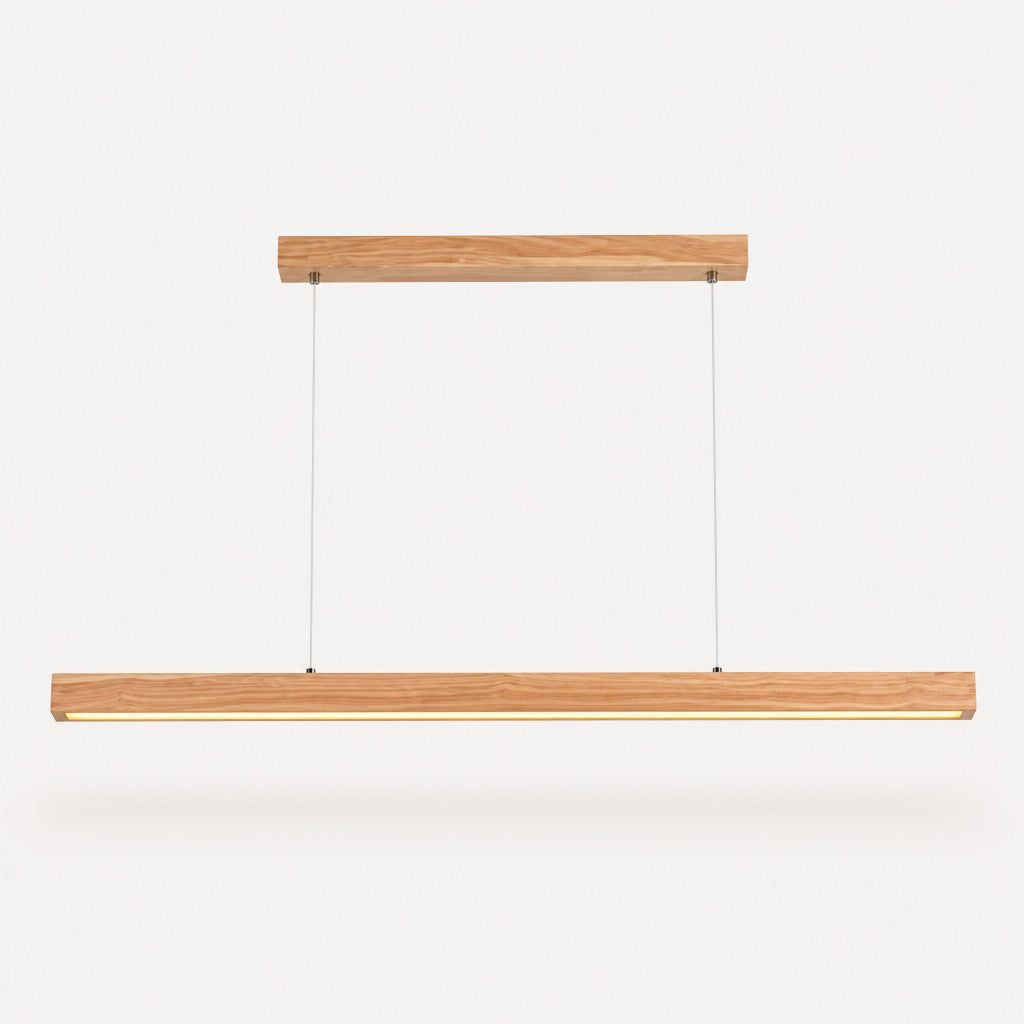 Suspension linéaire LED en bois naturel design