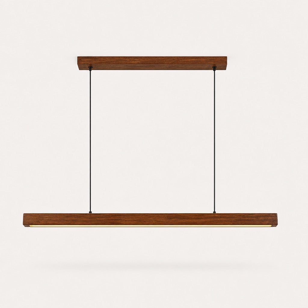 Suspension linéaire LED en bois naturel design