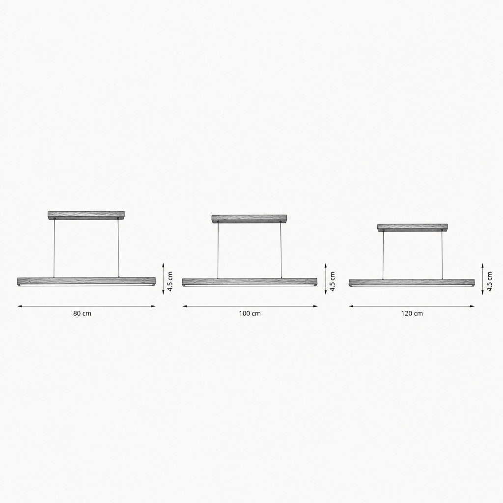 Suspension linéaire LED en bois naturel design