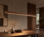 Suspension linéaire LED en bois naturel design