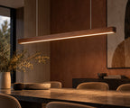 Suspension linéaire LED en bois naturel design