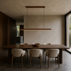 Suspension linéaire LED en bois naturel design