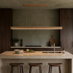 Suspension linéaire LED en bois naturel design