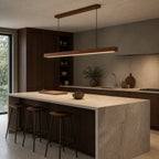 Suspension linéaire LED en bois naturel design