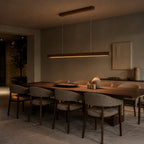 Suspension linéaire LED en bois naturel design