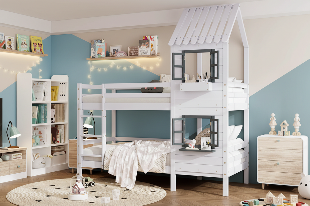 Lit cabane blanc pour carte collection