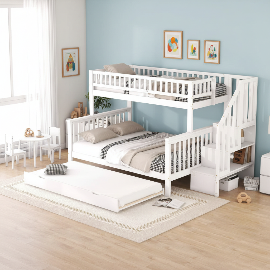 Lit Milo blanc chambre contemporaine bleue