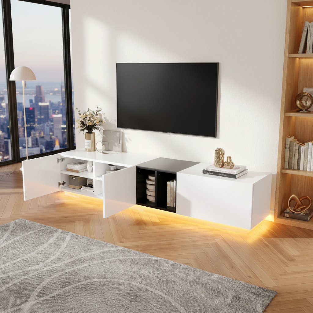 Meuble TV LUNA salon contemporain gris